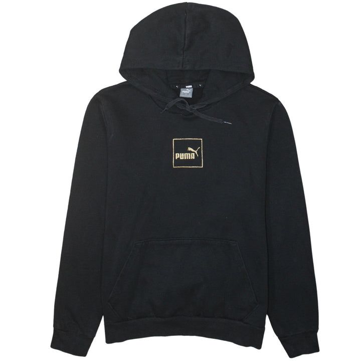 Puma Women's Black Gold Logo Pullover Hoodie Size L
