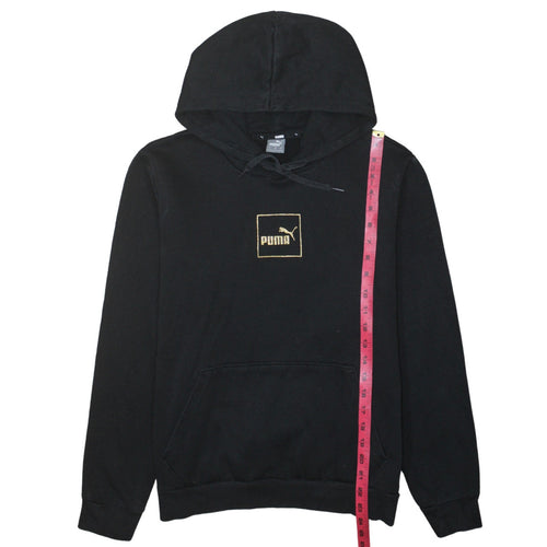 Puma Women's Black Gold Logo Pullover Hoodie Size L