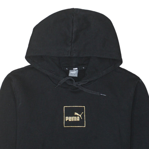 Puma Women's Black Gold Logo Pullover Hoodie Size L