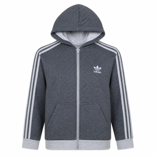 Adidas Boys Grey Full Zip Hoodie 13-14 Years Classic Sports Logo