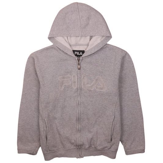 Fila Womens Grey Full Zip Hoodie L/XL Classic Casual Sweatshirt