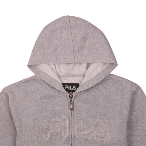 Fila Womens Grey Full Zip Hoodie L/XL Classic Casual Sweatshirt