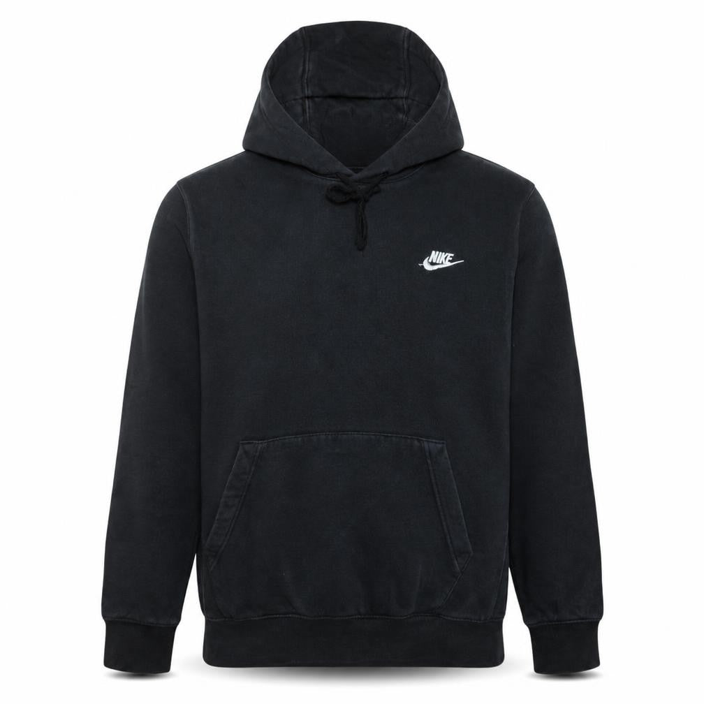 Front view of Nike Men's Black Pullover Hoodie M Regular Fit Fleece Sweatshirt