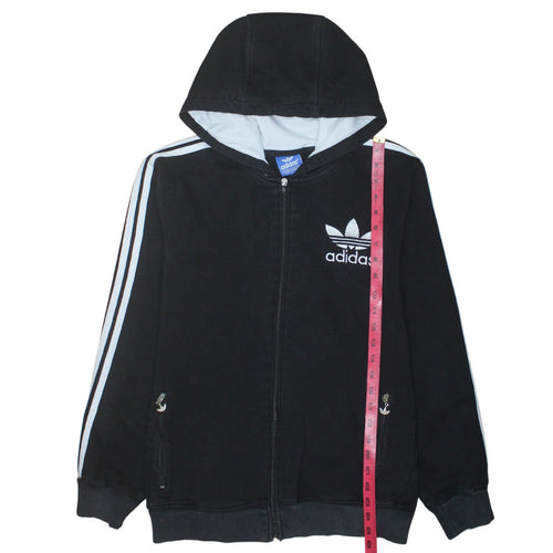 Adidas Mens Black Full Zip Hoodie L Sportswear Trefoil Fleece
