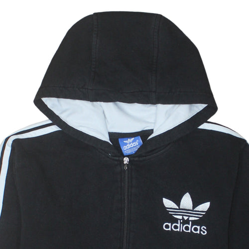 Adidas Mens Black Full Zip Hoodie L Sportswear Trefoil Fleece