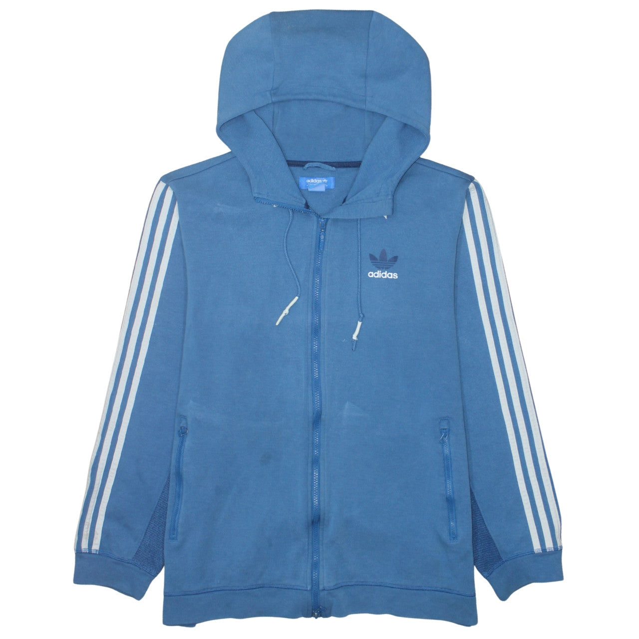 Adidas Mens Blue Full Zip Hoodie Size L Sportswear Sweatshirt