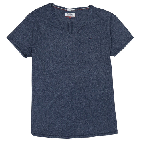 Tommy Jeans Mens Blue V-Neck Slim Fit Short Sleeve T-Shirt L