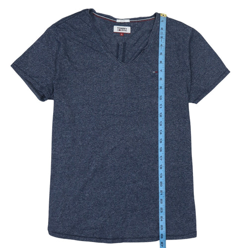 Tommy Jeans Mens Blue V-Neck Slim Fit Short Sleeve T-Shirt L