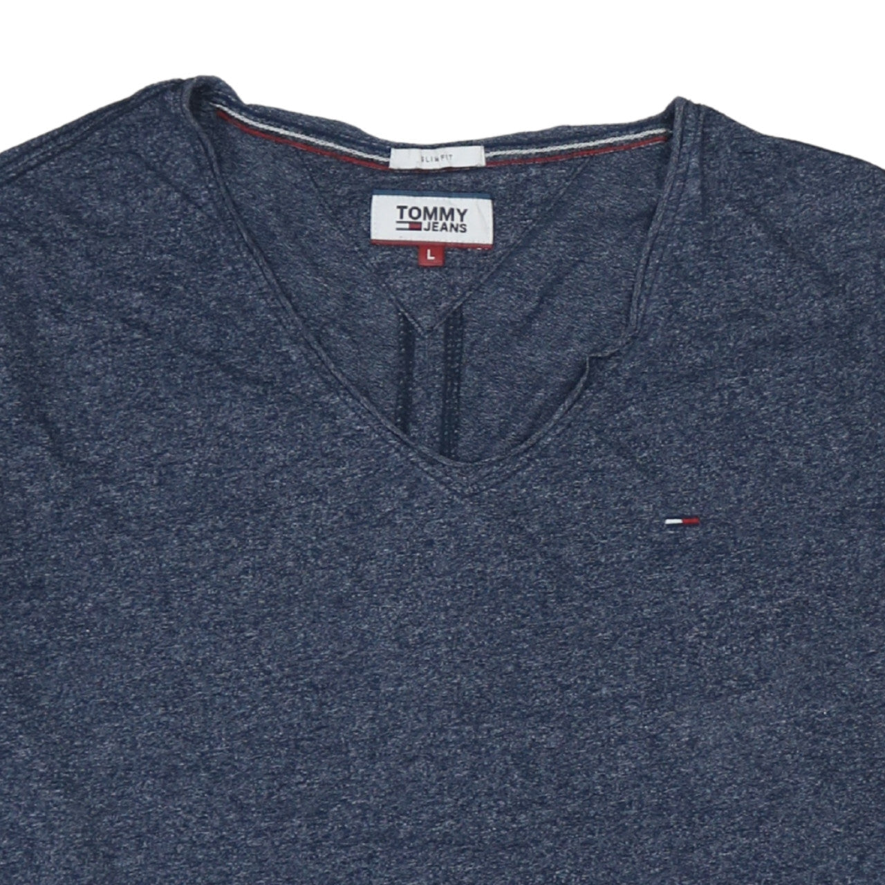 Tommy Jeans Mens Blue V-Neck Slim Fit Short Sleeve T-Shirt L