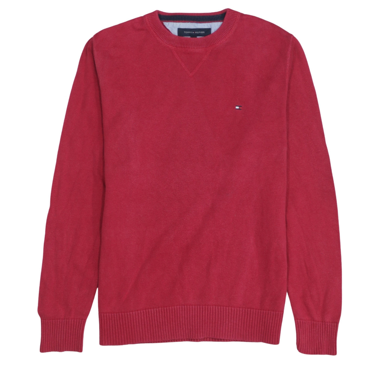 Tommy Hilfiger Men Red Cotton Crew Neck Pullover Jumper S