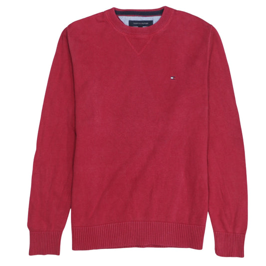 Tommy Hilfiger Men Red Cotton Crew Neck Pullover Jumper S