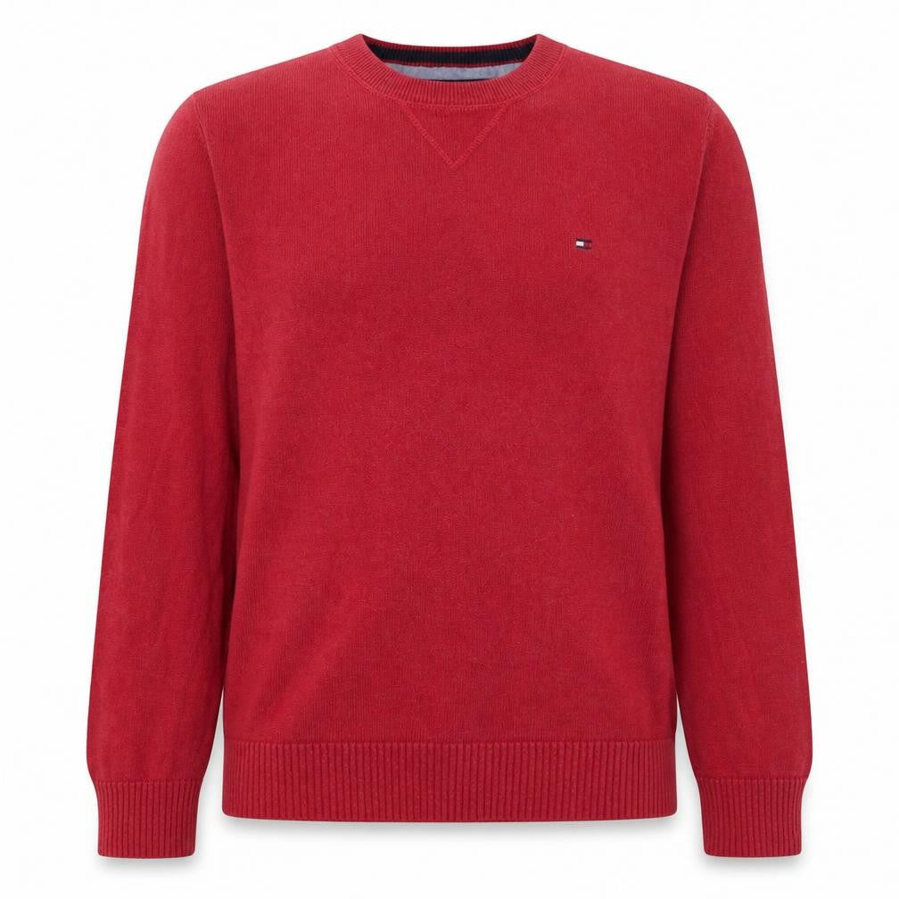 Front view of Tommy Hilfiger Men Red Cotton Crew Neck jumper S