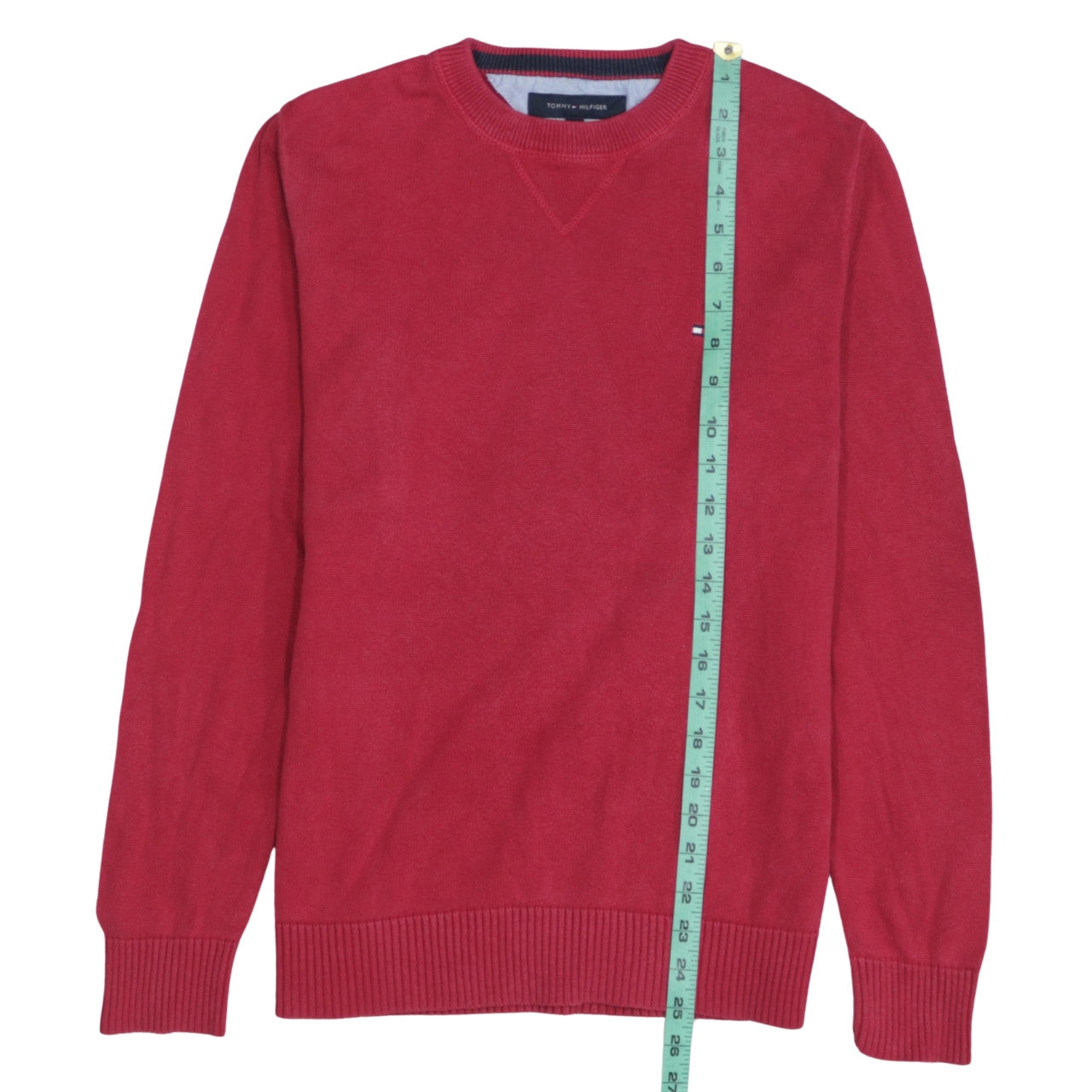 Tommy Hilfiger Men Red Cotton Crew Neck Pullover Jumper S