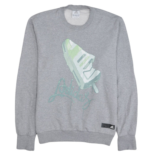 Adidas Mens Grey Graphic Logo Pullover Sweatshirt Size M