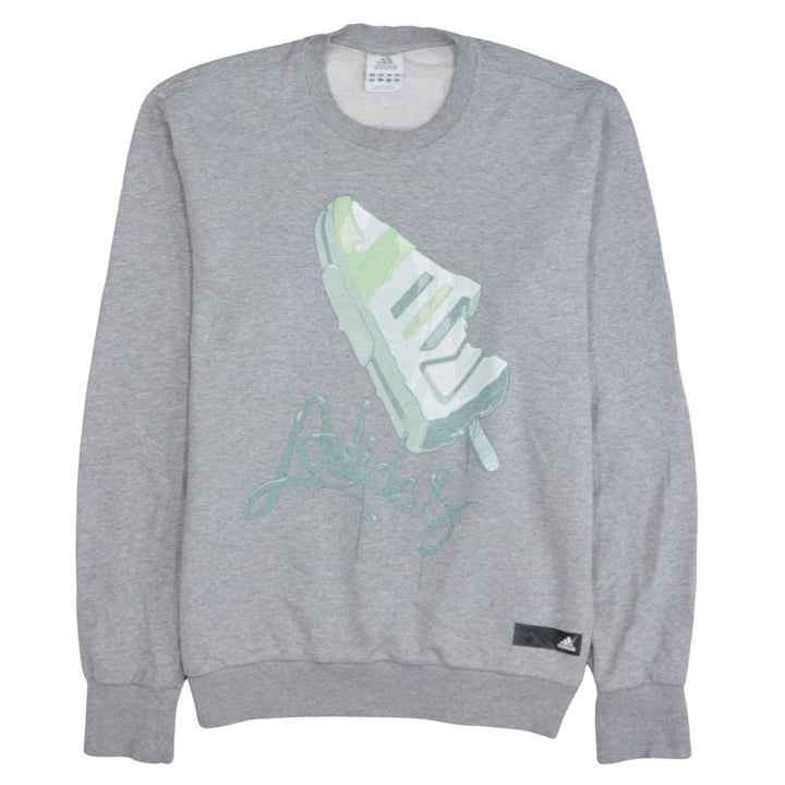Adidas Mens Grey Graphic Logo Pullover Sweatshirt Size M