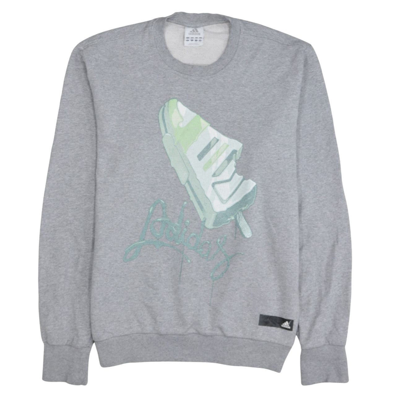 Adidas Mens Grey Graphic Logo Pullover Sweatshirt Size M