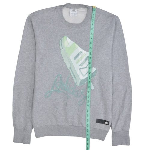 Adidas Mens Grey Graphic Logo Pullover Sweatshirt Size M