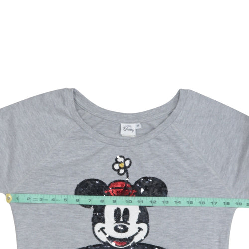 Sara Disney Women Grey Sequin Minnie Mouse Pullover Sweatshirt Size 10