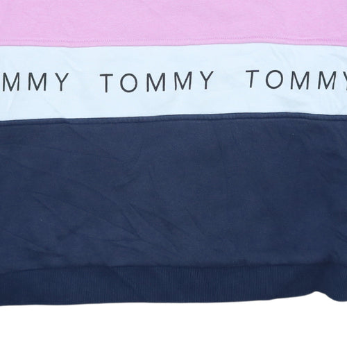 Tommy Jeans Women's Pink Navy Colourblock Logo Sweatshirt Size S