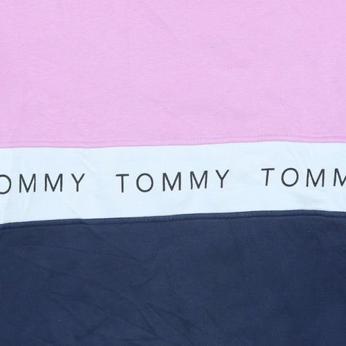 Tommy Jeans Women's Pink Navy Colourblock Logo Sweatshirt Size S