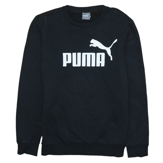 Puma Women's Black Small Crew Neck Pullover Sweatshirt Logo Print
