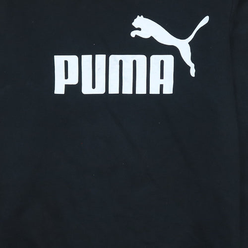 Puma Women's Black Small Crew Neck Pullover Sweatshirt Logo Print