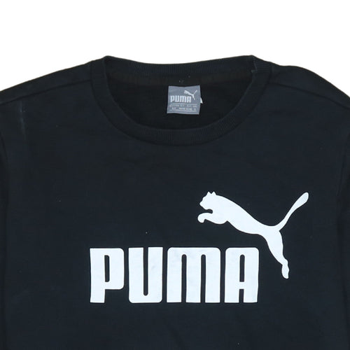 Puma Women's Black Small Crew Neck Pullover Sweatshirt Logo Print