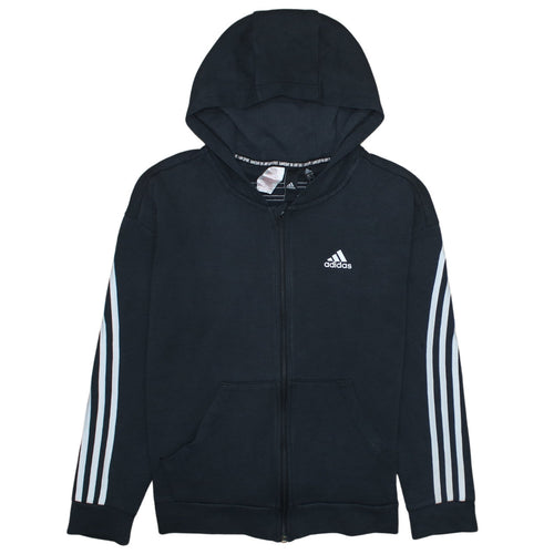 Adidas Boys Black Full Zip Hoodie 14-15 Years Sports Fleece Sweatshirt