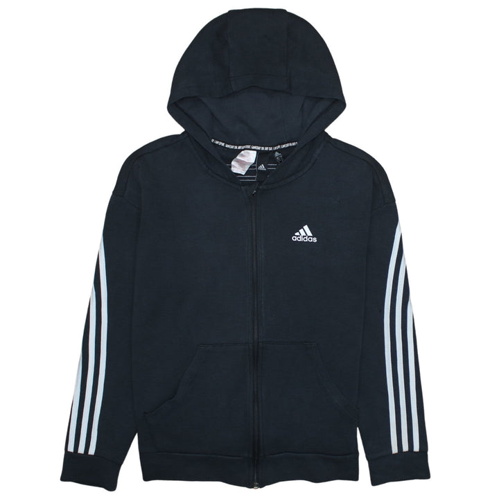 Adidas Boys Black Full Zip Hoodie 14-15 Years Sports Fleece Sweatshirt