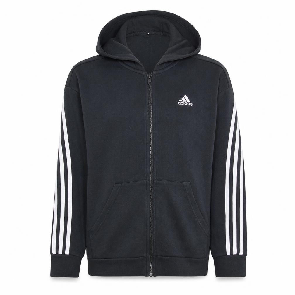 Adidas Boys Black Full Zip Hoodie 14-15 Years Sports Fleece Sweatshirt