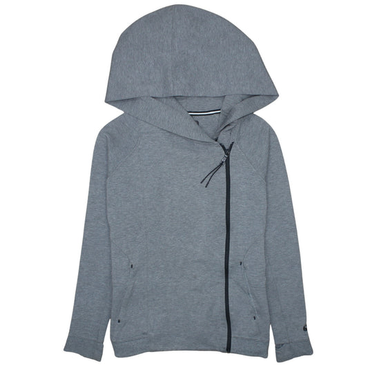 Nike Women Grey Full Zip Hoodie Small Asymmetric Zip Cotton Blend
