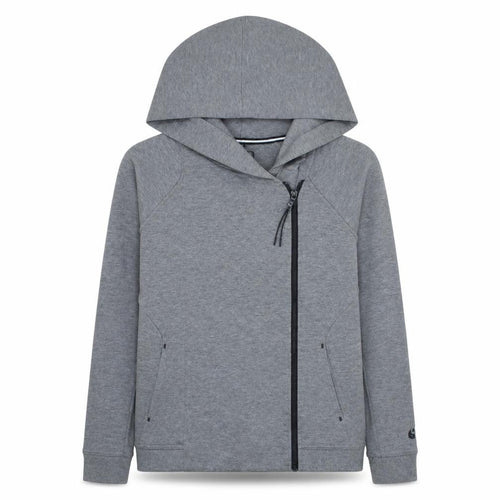 Nike Women Grey Full Zip Hoodie Small Asymmetric Zip Cotton Blend