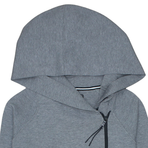 Nike Women Grey Full Zip Hoodie Small Asymmetric Zip Cotton Blend