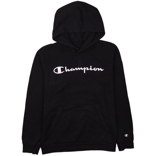 Champion Boys Black Pullover Hoodie 13-14 Years Fleece Logo Sweatshirt