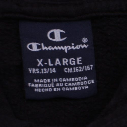 Champion Boys Black Pullover Hoodie 13-14 Years Fleece Logo Sweatshirt