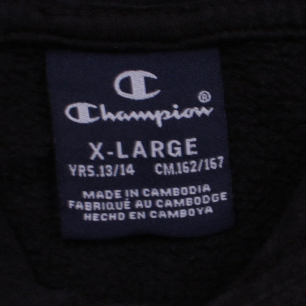 Champion Boys Black Pullover Hoodie 13-14 Years Fleece Logo Sweatshirt
