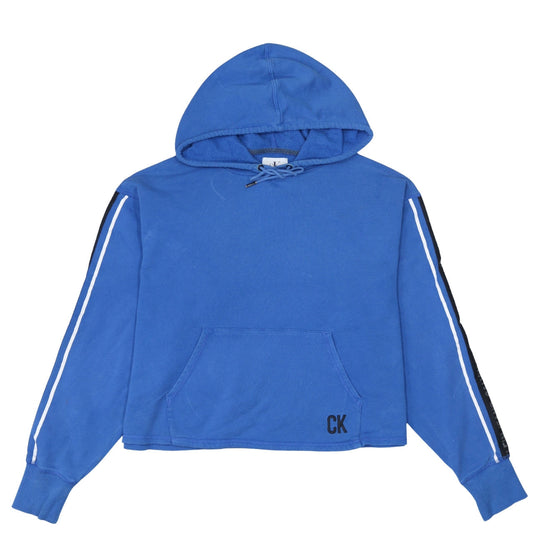 Calvin Klein Jeans Women Blue Pullover Hoodie M Logo Tape Cotton
