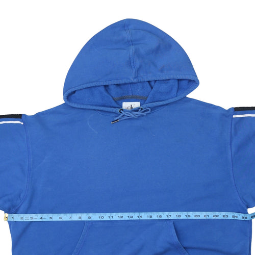 Calvin Klein Jeans Women Blue Pullover Hoodie M Logo Tape Cotton