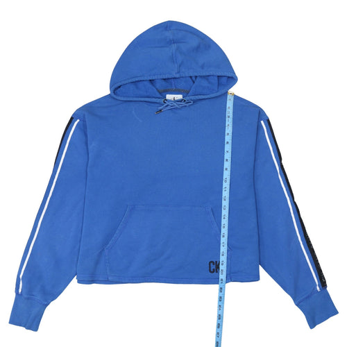Calvin Klein Jeans Women Blue Pullover Hoodie M Logo Tape Cotton
