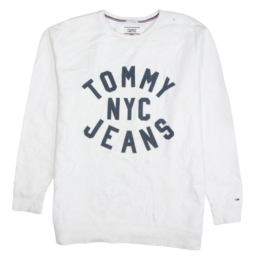 Tommy Jeans Men's White XL Pullover Graphic Sweatshirt