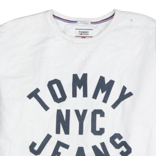 Tommy Jeans Men's White XL Pullover Graphic Sweatshirt