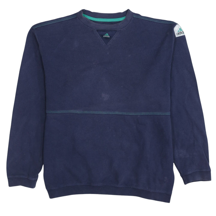 Adidas Men's Blue Cotton Crew Neck Pullover Sweatshirt L Vintage Sports