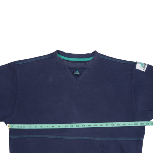 Adidas Men's Blue Cotton Crew Neck Pullover Sweatshirt L Vintage Sports