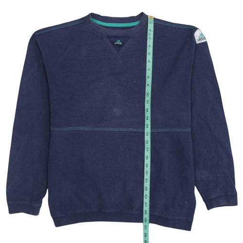 Adidas Men's Blue Cotton Crew Neck Pullover Sweatshirt L Vintage Sports