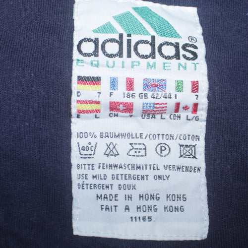 Adidas Men's Blue Cotton Crew Neck Pullover Sweatshirt L Vintage Sports