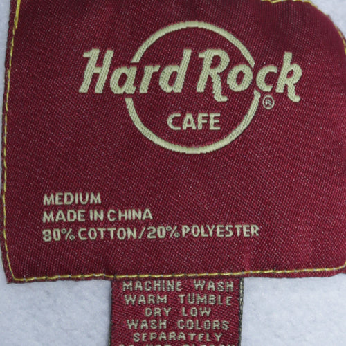 Hard Rock Cafe Women Grey Pullover Hoodie Medium Cotton Blend