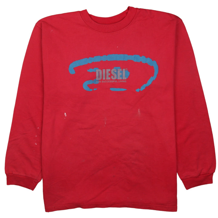 Diesel Mens Red XL Pullover Graphic Logo Sweatshirt