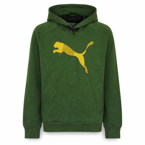 Puma Men’s Green Pullover Hoodie Small Graphic Sports Fleece