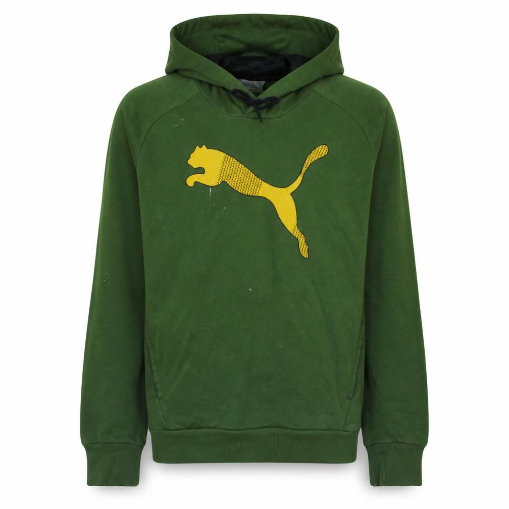 Puma Men’s Green Pullover Hoodie Small Graphic Sports Fleece