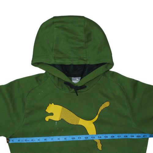 Puma Men’s Green Pullover Hoodie Small Graphic Sports Fleece